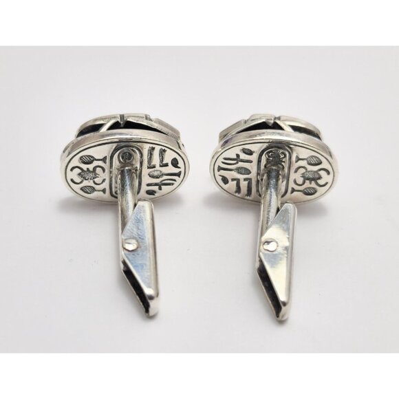 Allan Adler Sterling Silver Scarab Cufflinks 1940s Silversmith to the Stars - Picture 4 of 9